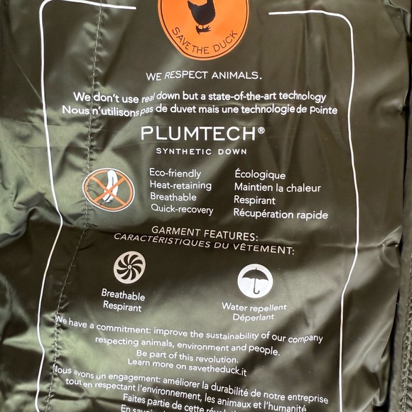 SAVE THE DUCK Ultra Light Green Nylon Women’s Vest Large Synthetic Down - Picture 4 of 5